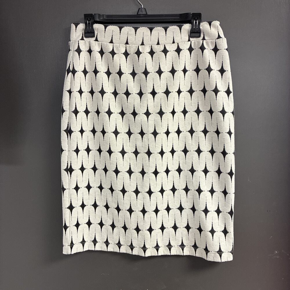 Renee C. SKIRT Women's Size Medium Geometric‎ Print Bodycon Off White USA